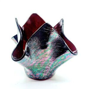 Carnival Glass Handkerchief Vase Candle Holder
